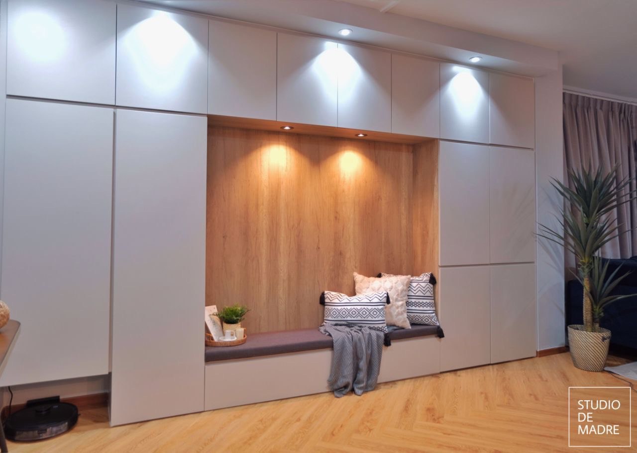SDME Engineering — built-in wardrobe with integrated LED spotlights