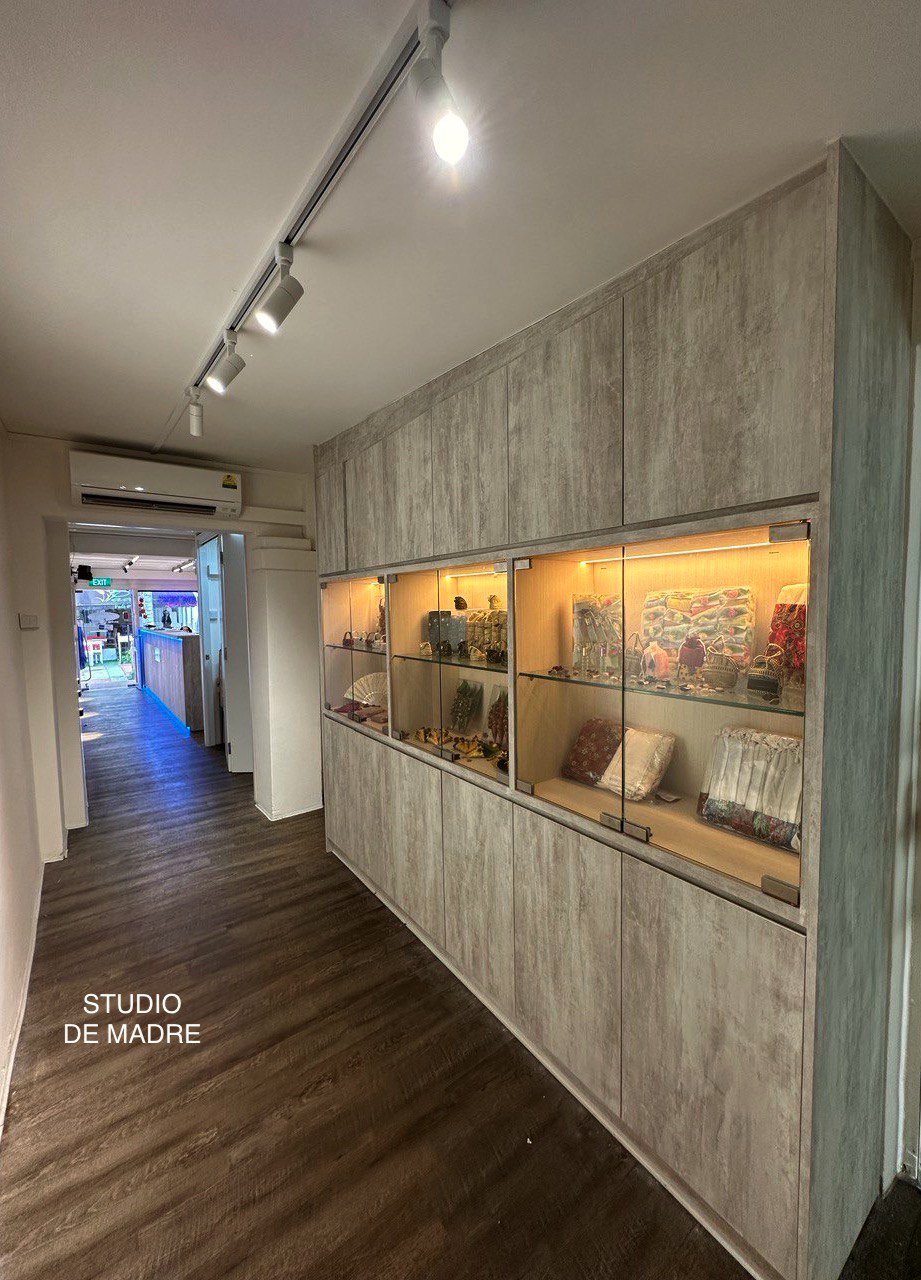 Bespoke display cabinet with track and LED accent lighting by SDME Engineering